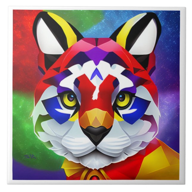 Alexander's Cat große weiße Kachel (Vorderseite)