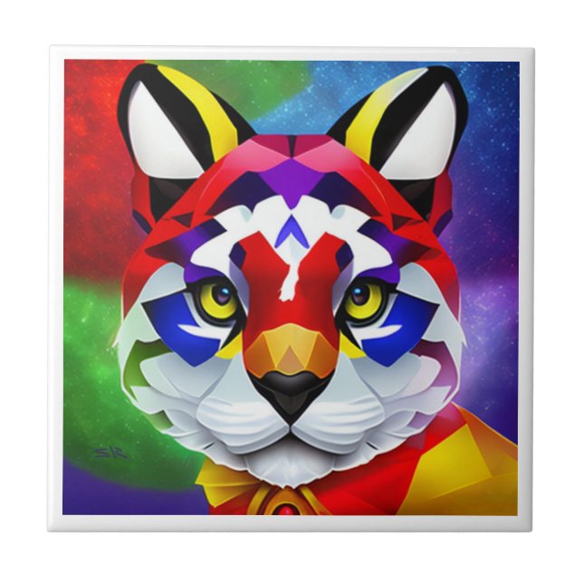 Alexander's Cat kleine weiße Kachel (Vorderseite)