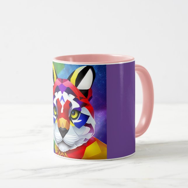 Alexander's Cat purple and pink center combo mug Tasse (VorderseiteRechts)