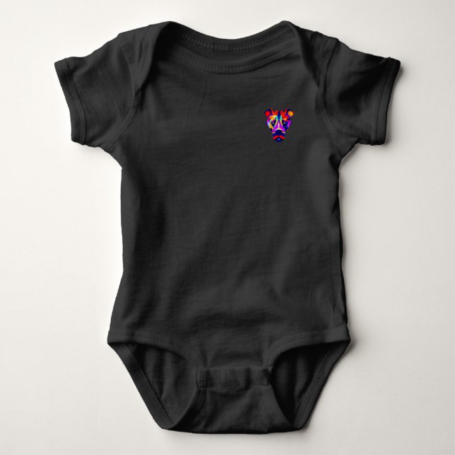 Alexander's Dog Baby Schwarz Bodysuit mit Tasche Strampler (Vorderseite)