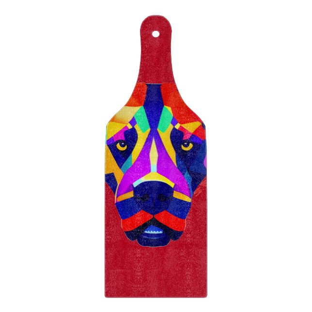Alexander's Dog rotes Glas-Paddel-Schneidbrett Schneidebrett (Vorderseite)