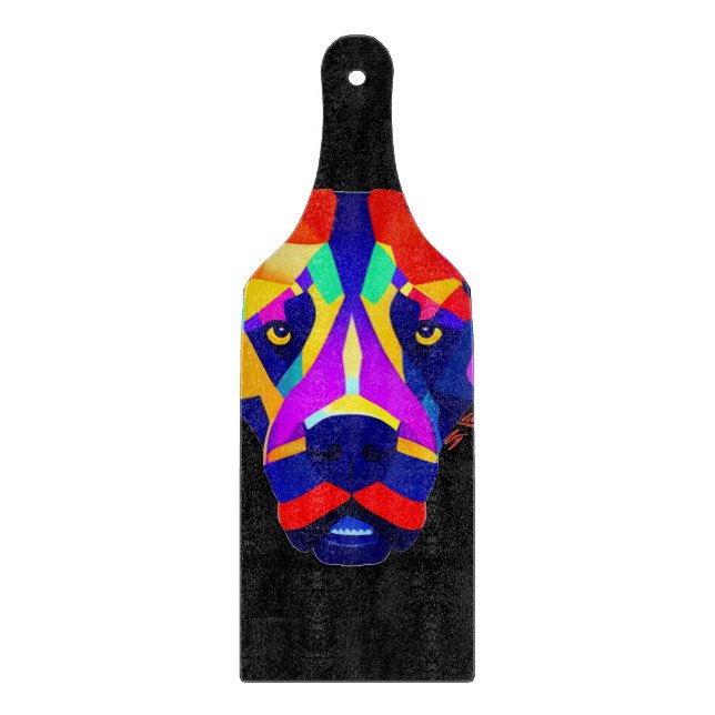 Alexander's Dog schwarzes Glas-Paddle-Schneidbrett Schneidebrett (Vorderseite)