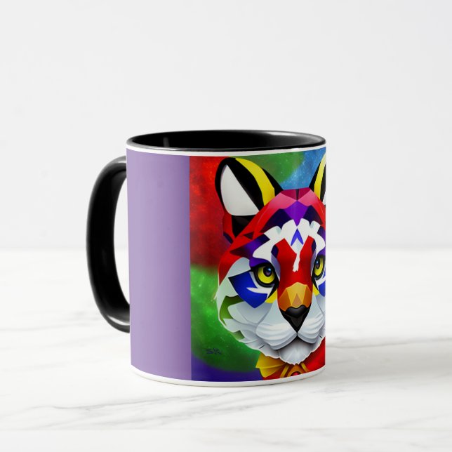 Alexanders Katze lila und schwarze Mitte Combo-Tas Tasse (Vorderseite Links)