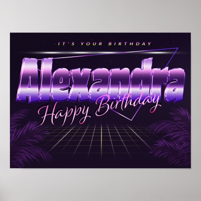 Alexandra Name Vorname retro Poster Geburtstag (Vorne)