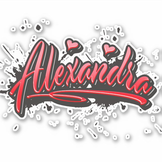 Alexandra red Heart Graffiti Aufkleber Sticker (Vorderseite)