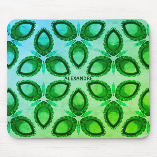 ALEXANDRE ~ Abstraktes grünes Muster ~ Personalisi Mousepad (Vorne)