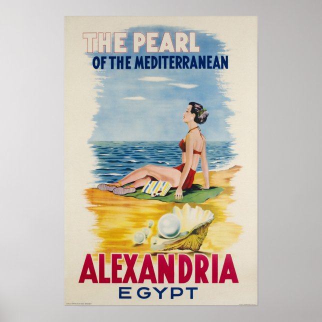 Alexandria, Ägypten, Vintage Travel Poster (Vorne)