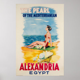 Alexandria, Ägypten, Vintages Reise-Plakat Poster