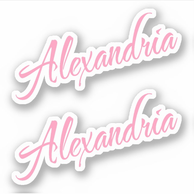 Alexandria Dekorativer Name in Rosa x2 Aufkleber (Vorderseite)