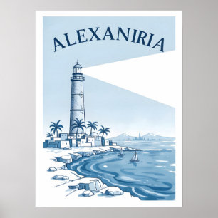 Alexandria Leuchtturm Küsten Szene Reise Poster
