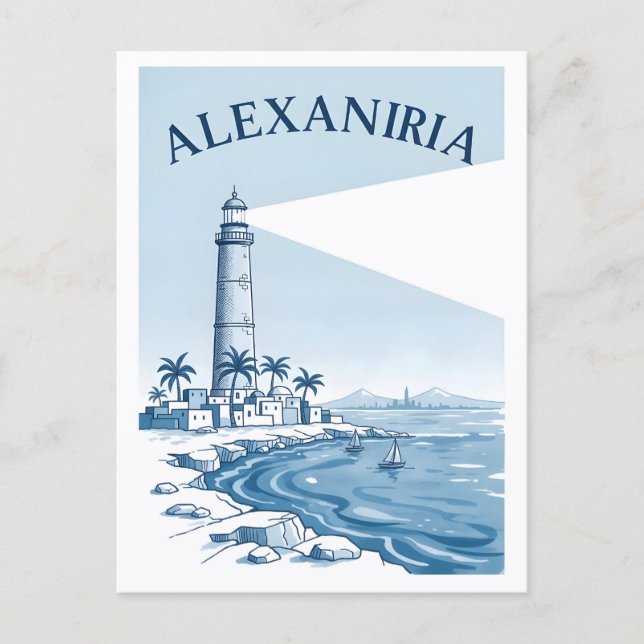 Alexandria Lighthouse Coastal Scene Travel Postkarte (Vorderseite)