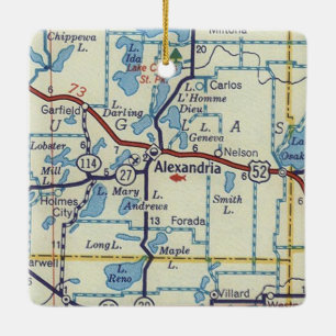 Alexandria MN Vintage Karte Keramikornament