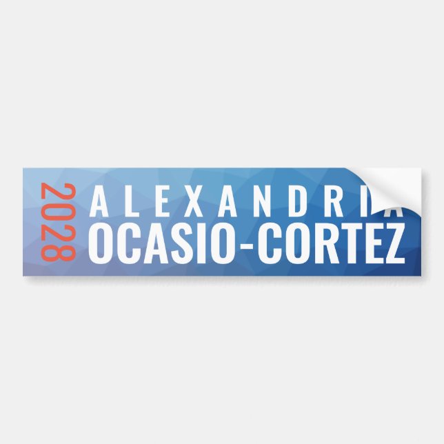 Alexandria Ocasio-Cortez 2028 blaue geometrische Autoaufkleber (Vorne)