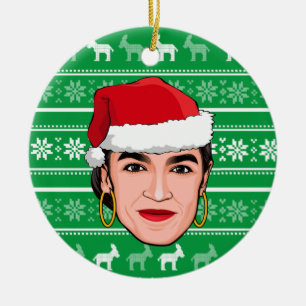 Alexandria Ocasio-Cortez (AOC) Weihnachten Keramik Ornament