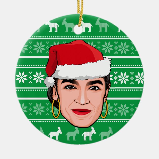 Alexandria Ocasio-Cortez (AOC) Weihnachten Keramik Ornament (Vorne)