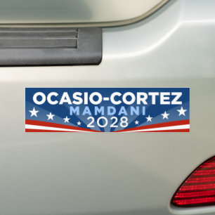 Alexandria Ocasio-Cortez AOC Zohran Mamdani 2028 Autoaufkleber