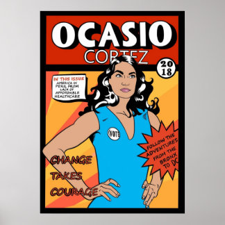 Alexandria Ocasio Cortez Comic Print Poster