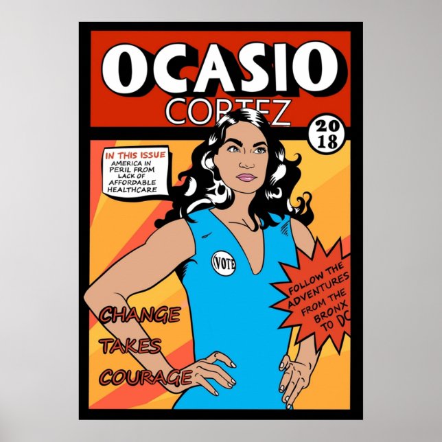 Alexandria Ocasio Cortez Comic Print Poster (Vorne)