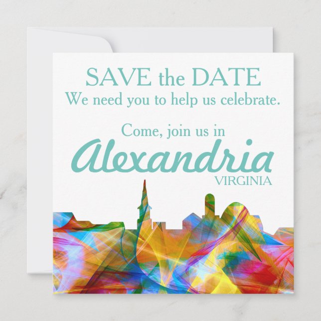 ALEXANDRIA, VIRGINIA SKYLINE VIBRANCE - SAVE THE DATE (Vorderseite)