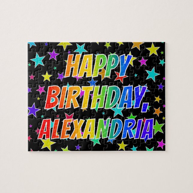 "ALEXANDRIA" Vorname, Fun "HAPPY BIRTHDAY" Puzzle (Horizontal)