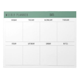 Alexandrit Teal Einfacher Moderner Wochenplaner Notizblock