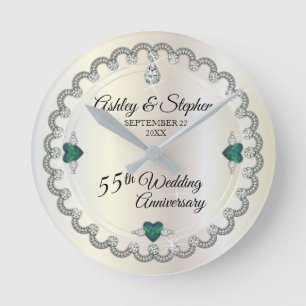 Alexandrite Diamonds 55. Hochzeitstag Runde Wanduhr