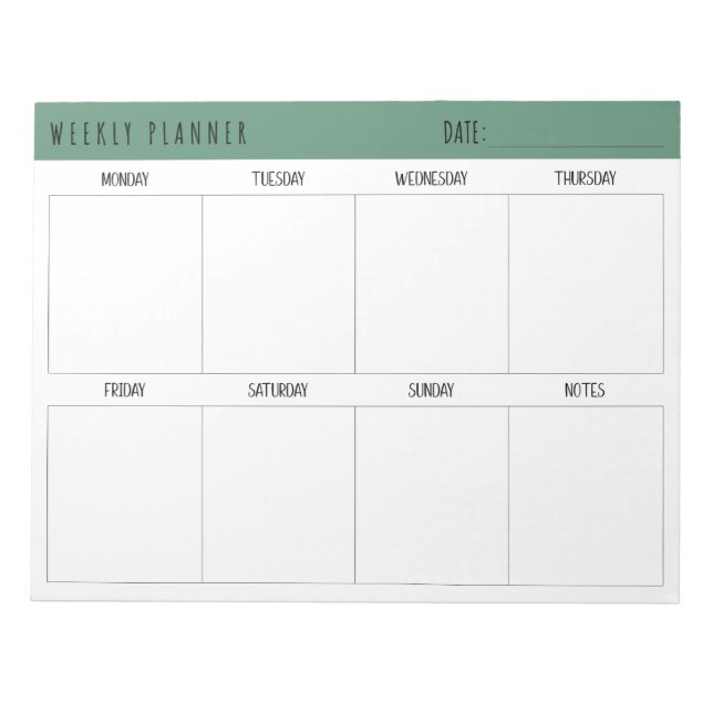 Alexandrite Teal Simple Modern Weekly Planner Notizblock (Vorderseite)