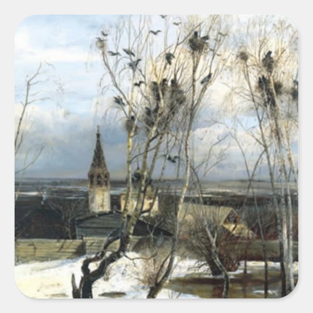 Alexei Savrasov Rooks Painting Square Sticker (Vorderseite)