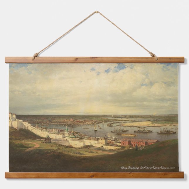Alexey Bogolyuboff. The View of Nizhniy Novgorod.. Wandteppich Mit Holzrahmen (Vorne)