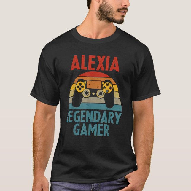 ALEXIA Geschenkname Personalisiert Funny Gaming Ge T-Shirt (Vorderseite)