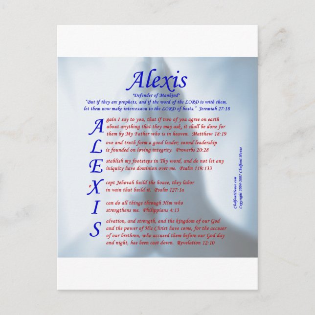 Alexis Acrostic Postkarte (Vorderseite)