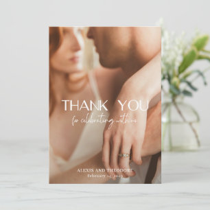 Alexis Black and White Elegante Moderne Hochzeit Dankeskarte