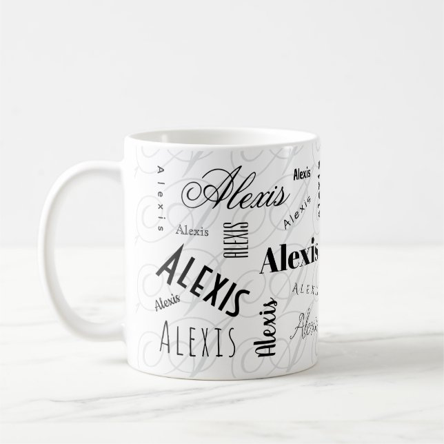 Alexis Custom Name  Black White Coffee Mug Kaffeetasse (Links)