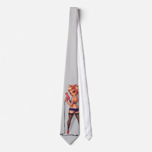 Alexis-Dekan - Pinup-Modell mit einem Haartrockner Krawatte