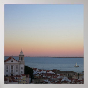 Alfama Sunset Lissabon Portugal Foto Poster