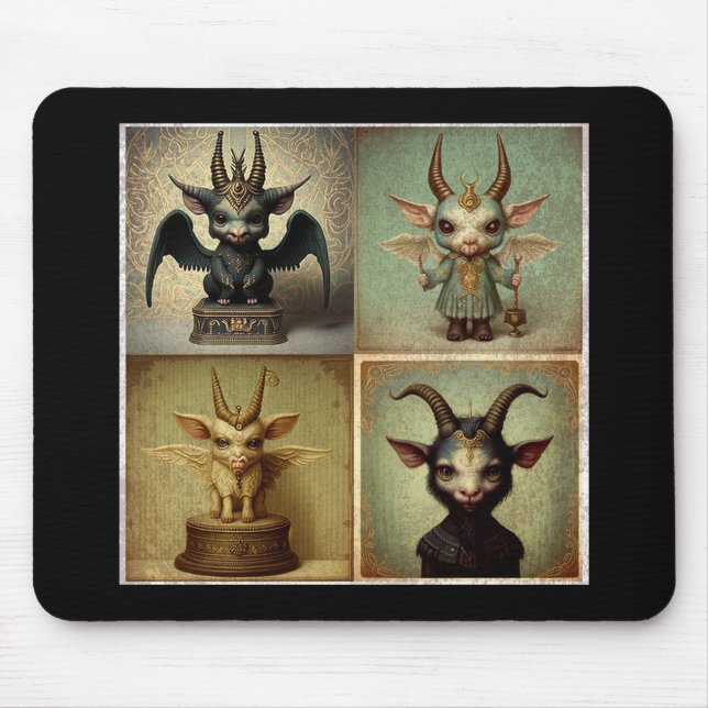 Alfombrilla negra para ratón ordenador Baphomet.   Mousepad (Vorne)