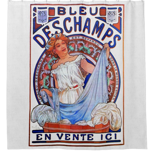 Alfons Mucha 1897 Bleu Deschamps Duschvorhang (Vorderseite)