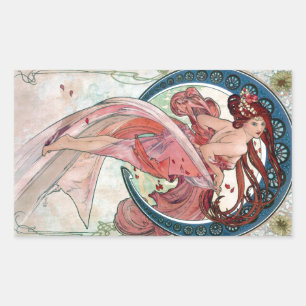 Alfons Mucha 1898 Tanz Rechteckiger Aufkleber