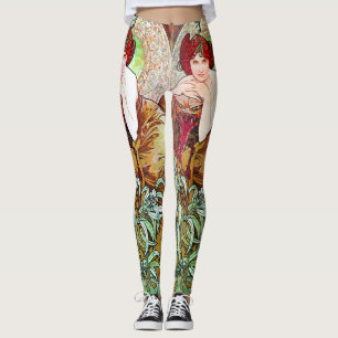 Alfons Mucha 1900 die wertvollen Steine Smaragd Leggings