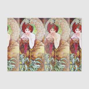 Alfons Mucha 1900 die wertvollen Steine Smaragd Seidenpapier