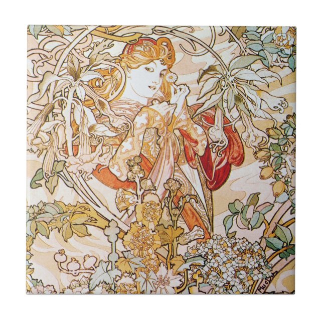 Alfons Mucha Art Fliese (Vorderseite)
