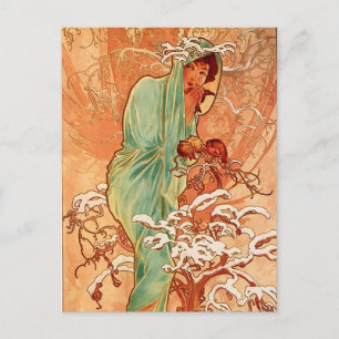 Alfons Mucha Art Nouveau Wintergemälde Postkarte