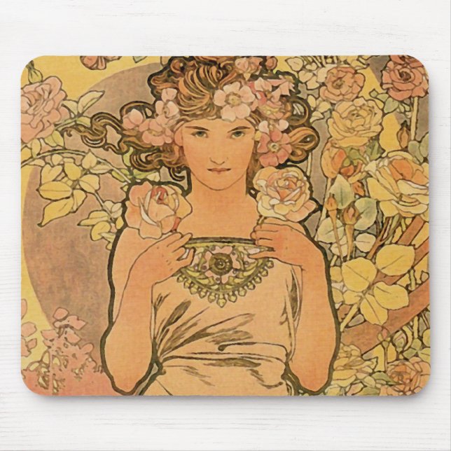 Alfons Mucha ~ Die Rose Mousepad (Vorne)