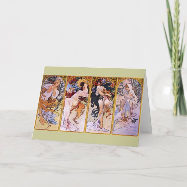 Alfons Mucha ~ Die vier Jahreszeiten Karte (Vorderseite)