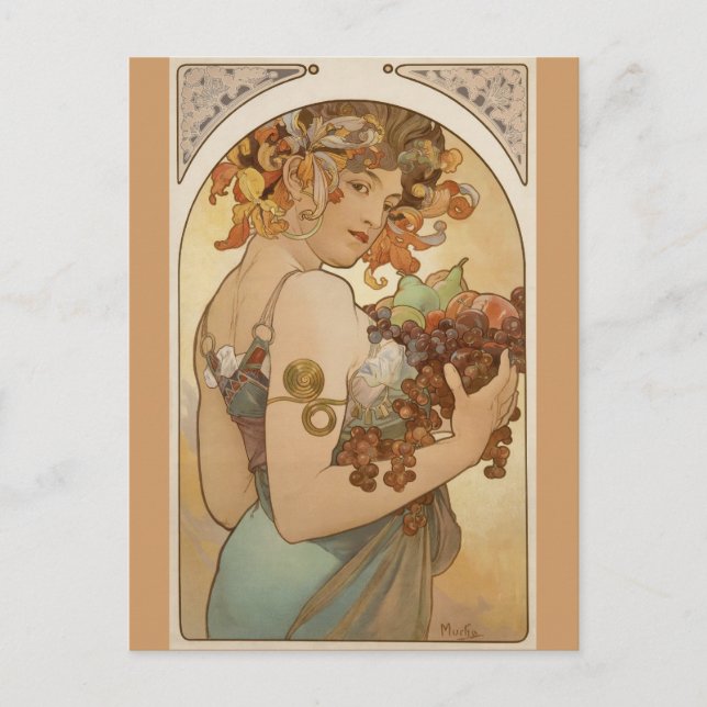 Alfons Mucha - Obst Postkarte (Vorderseite)