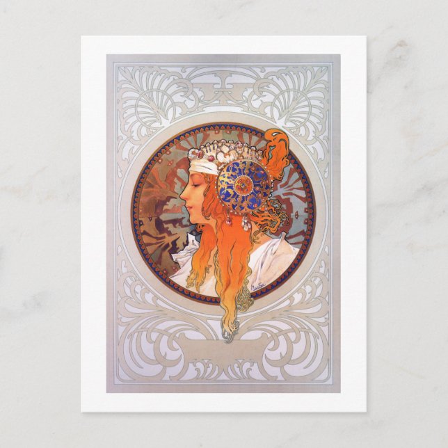 Alfons Mucha Postkarte (Vorderseite)