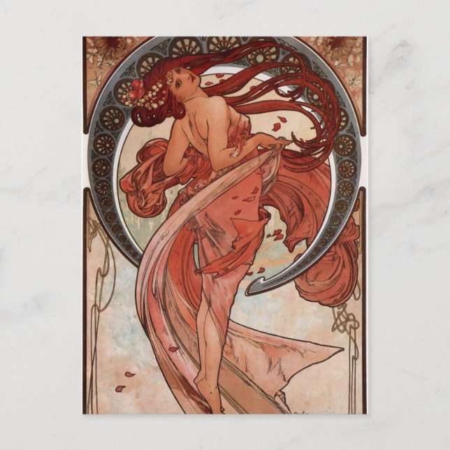 Alfons Mucha Tanz Postkarte (Vorderseite)