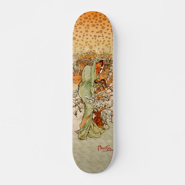 Alfons Mucha-Winter-Skateboard Skateboard (Vorne)