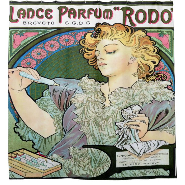 Alfons Muchalanze 1896 Parfum Rodo Duschvorhang (Vorderseite)