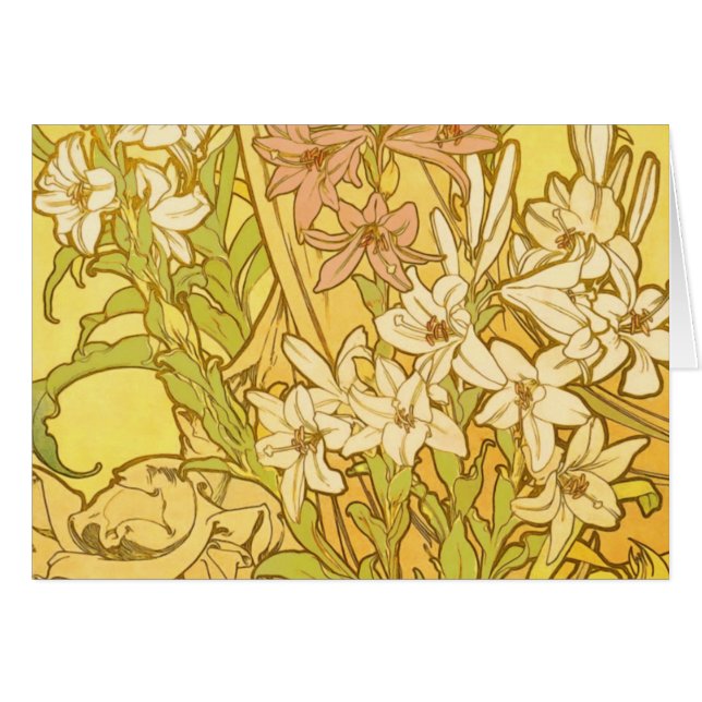 Alfonse Mucha Art Nouveau Lilien Blume (Vorderseite (Horizontal))